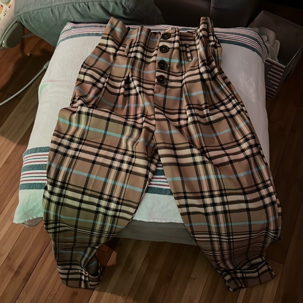 High top plaid pants